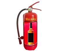 ccuzs Wine Bottle Fire Extinguisher, Novelty Iron Wine Storage Holder, Fireman Themed Decor, Unique Whisky Bottle Display Stand, 16,73 x 5,12 pouces, Light Red, Dark