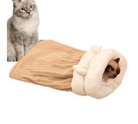 ccuzs Winter Cat Sleeping Bag, Warm Semi-Enclosed Plush Cat Bed, Soft and Cozy Pet Sack for Small Cats, Kittens, and Small Dogs, 17.32x14.57/21.26x17.72 inches, Brown