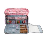 ccuzs Yarn Storage Organizer, Lightweight Waterproof Bag, 3-Hole Design for Easy Access, Reinforced Handle for Crafters (14.17x5.91x7.48 inches), Portable Knitting Tote