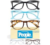 CCVOO Lunettes de lecture pour homme et femme avec filtre à lumière bleue - Lunettes optique pour homme et femme (noir + transparent + bleu + léopard + écaille de tortue, +0,5)