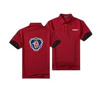 CCVQPF Polos Confortables pour Hommes pour L'entraînement d'impression Scania À Manches Courtes T-Shirts À Col À Manches Courtes À Boutons Unis T-Shirts-Red||3XL