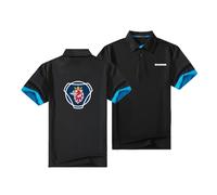 CCVQPF Polos Confortables pour Hommes pour L'entraînement d'impression Scania À Manches Courtes T-Shirts À Col À Manches Courtes À Boutons Unis T-Shirts- Black||4XL