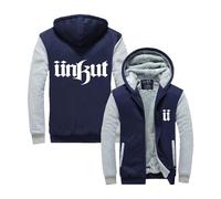 CCVQPF Sweat À Capuche pour Hommes pour Unkut Print Sweat À Capuche À Manches Longues Collision Color Cardigan Vestes Épaisses Manteaux À Fermeture Éclair Complète-Light Gray||L