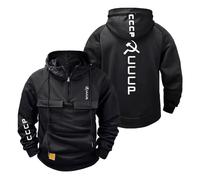 CCVQPF Sweats À Capuche D'entraînement pour Hommes pour C.C.C.P Survêtement Imprimé Vêtements Amples Pulls Molletonnés Veste À Demi-Zip Manteau À Capuche-HeiS||XXL