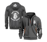 CCVQPF Sweats À Capuche Imprimés pour Hommes pour A.na.rc.h.y S.on.s Manteau À Capuche Sweat À Capuche Demi-Zip Pulls Vêtements De Sport Veste De Sport -SHS||XXL