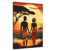 CCWACPP Impression sur toile représentant un couple africain et africain - Décoration murale pour chambre à coucher - 30 x 45 cm