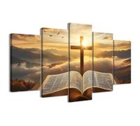 CCWACPP Lot de 5 impressions murales chrétiennes de la Bible - Impression spirituelle du Christ - Peinture sur toile - Poster dieu pour bureau, salle de prière, décoration d'intérieur encadrée (20 x