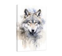 CCWACPP Toile murale avec motif loup - Aquarelle - Portrait abstrait de la faune sauvage - Pour salon, chambre à coucher, bureau, maison - Décoration murale encadrée (40 x 60 cm)