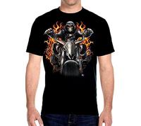CCXRC Men's Grim Reaper Riding Motorcycle Flames Biker T-Shirt Black XL
