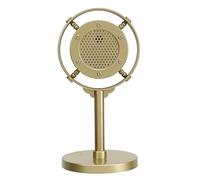 CCYLEZ Accessoire de Microphone de Style Rétro Classique, Faux Microphone en Plastique Vintage avec Support, pour la Photographie de Scène, Micro Vocal Dynamique pour la Fête (Or)