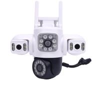 CCYLEZ Caméra de sécurité Extérieure sans Fil, 360 ° Pan Inclinaison avec Couverture Triple de L'objectif, Suivi du Mouvement AI et Auto Suivre, IP66 IP66 Caméra de Surveillance WiFi (Prise UE)