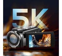 CCYLEZ Caméscope 5K 56MP Anti-secousse Zoom 18X IR Nocturne Caméscope Numérique avec écran Tactile IPS de 3 Pouces Capot Lumineux pour Voyage, Mariage, Prise de Vue sur Microfilm,