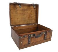 CCYLEZ Coffre de Rangement en Bois, Coffre au Trésor en Bois, Valise Vintage avec Loquet en Bronze Antique, pour Le Rangement à Domicile, Accessoires de Photographie (Grande)