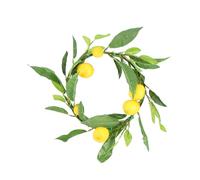 CCYLEZ Couronne de Citron Artificielle Faite à la Main pour Une Utilisation en Intérieur et en Extérieur, Idéale pour la Décoration de la Maison, du Bureau, Fête d'anniversaire, en Tissu Rotin