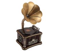 CCYLEZ Haut-Parleur Bluetooth Gramophone Vintage, Lecteur CD Rétro avec Radio FM, Batterie de 2000mah, Entrée AUX/USB, pour Décor de Bureau de Bureau à Domicile, 20W (Brown)