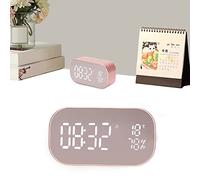 CCYLEZ Horloge numérique avec haut-parleur BT sans fil, radio de chevet avec radio numérique FM, écran LED miroir, pour chambre à coucher, dormeurs lourds, adultes et adolescents (or rose)