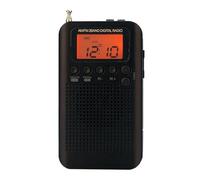 CCYLEZ HRD-104 Radio Stéréo AM FM Portable Mini Récepteur de Réglage Numérique Portable à 2 Bandes Radio Extérieure avec Lanière pour écouteurs Écran D'affichage LCD de 1,3 Pouces (Black)