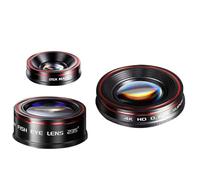 CCYLEZ Kit D'Objectif de Caméra pour Smartphone 3 en 1, Objectif Fisheye Grand Angle 120 ° 25X Macro 235 °, pour la Plupart des Smartphones et Tablettes