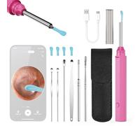 CCYLEZ Outil de Nettoyage des Oreilles à LED, avec Embout en Silicone Léger et Souple intégré, Dissolvant de Cire D'oreille Rechargeable pour le Contrôle de santé de la Famille (PINK)