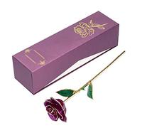 CCYLEZ Rose Dorée à la Trempe avec Base, Rose Naturelle 24K | Fleur préservée, garde une décoration fraîche et élégante, adaptée aux anniversaires, cadeaux uniques, Noël, Saint-Valentin