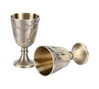 CCYLEZ Vintage Goblet Set with Sailing Ship Embossing | Construction en métal durable, Finition résistante à la rouille, Idéal pour les boissons alcoolisées, Taille compacte,