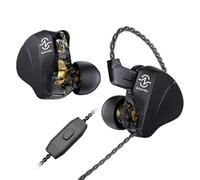 CCZ BC04 PRO - Moniteurs intra-auriculaires, double DD magnétique de 10 mm et 1 BA, 4 cœurs 5N OFC avec prise de 3,5 mm, excellente profondeur des basses, Iems pour jeu (noir, avec micro)