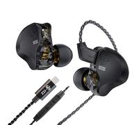 CCZ DC02 IEM Écouteurs de jeu USB-C 4 cœurs 4N OFC filaires avec micro, double circuit magnétique DD de 10 mm, diaphragme composite en polyuréthane et PET, moniteurs intra-auriculaires basses