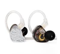 CCZ MC04 Ecouteur Intra Auriculaire, Ecouteurs Filaire avec Fiche 3.5mm Détachable en OFC Argenté, Ecouteurs Gaming 10mm à Driver Hybride 1DD+1BA, In Ear Monitor à Bass Profonds pour Musiciens