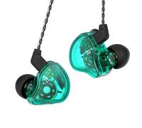 CCZ Melody Écouteurs filaires IEM HiFi Bass 1DD 1BA ailettes d'oreille câble OFC 4N pour musiciens, chanteurs, batteurs, sur scène, studio (avec micro, cyan)
