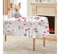 CCZM Branche Florale Rose Nappe Impermeable Ovale 160x220 cm Fleur, Nappe de Table Liane Florale Retombante en Tissu Polyester, Décoration Nappe Lavable et Anti-Tache, G-5