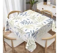CCZM Branche Verte Nappe Impermeable Carrée 100x100 cm Botanique, Nappe de Table Lignes Printanières en Tissu Polyester, Décoration Nappe Lavable et Anti-Tache, S-155