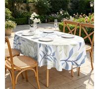 CCZM Branche Verte Nappe Impermeable Ovale 160x220 cm Botanique, Nappe de Table Lignes Printanières en Tissu Polyester, Décoration Nappe Lavable et Anti-Tache, S-155