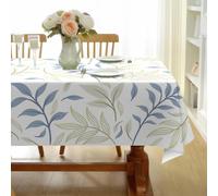 CCZM Branche Verte Nappe Impermeable Rectangulaire Motif Botanique, Nappe de Table Lignes Printanières en Tissu Polyester, Décoration Nappe Lavable et Anti-Tache 140x200 cm, S-155