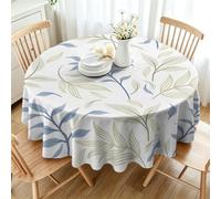 CCZM Branche Verte Nappe Impermeable Ronde 120 cm Botanique, Nappe de Table Lignes Printanières en Tissu Polyester, Décoration Nappe Lavable et Anti-Tache, S-155