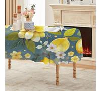CCZM Citrons Jaunes Nappe Ovale 180x240 cm Feuilles Vertes, Nappe de Table Motif Fleurs en Polyester, Nappe en Tissu Imperméable et Anti-Tache, pour Cuisine, Salle à Manger, Jardin - G-594