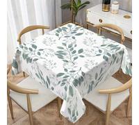 CCZM Feuille Verte Nappe Carrée 120x120 cm Feuillage Minimaliste, Nappe de Table Motif Botanique Aquarelle en Polyester, Nappe en Tissu Imperméable et Anti-Tache - G-4