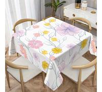 CCZM Floral Aquarelle Nappe Impermeable Carrée 180x180 cm Branche Fleurie, Nappe de Table Botanique Printemps en Tissu Polyester, Décoration Nappe Lavable et Anti-Tache, G-868
