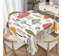 CCZM Forêt De Champignons Nappe Impermeable Carrée 140x140 cm Botanique, Nappe de Table Style Doodle en Tissu Polyester, Faune Décoration Nappe Lavable et Anti-Tache 180x240 cm, G-15