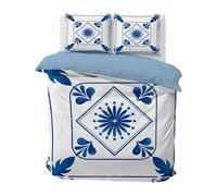 CCZM Housse de Couette 240 x 260 Géométrique, Parure de Lit 2 Personnes Imprimée Floral Style Ethnique, Linge de Lit Abstrait Réversible avec 2 Taie d'oreiller, Fermeture Éclair, A-690