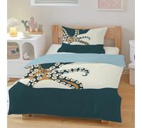 CCZM Housse de Couette 90x190 Pieuvre Dorée, Parure de Lit 1 Personne Imprimée Tentacules Nautique, Linge de Lit Artistique Réversible avec 2 Taie d'oreiller, Fermeture Éclair, F-625