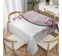 CCZM Japonais Nappe Impermeable Carrée 100x100 cm Fleur De Cerisier Rose, Nappe de Table Fleur Orientale en Tissu Polyester, Décoration Nappe Lavable et Anti-Tache, G-468