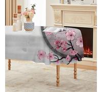 CCZM Japonais Nappe Impermeable Ovale 140x200 cm Fleur De Cerisier Rose, Nappe de Table Fleur Orientale en Tissu Polyester, Décoration Nappe Lavable et Anti-Tache, G-468