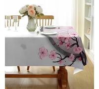 CCZM Japonais Nappe Impermeable Rectangulaire Motif Fleur De Cerisier Rose, Nappe de Table Fleur Orientale en Tissu Polyester, Décoration Nappe Lavable et Anti-Tache 160x200 cm, G-468