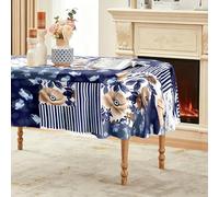 CCZM Patchwork Floral Nappe Ovale 160x200 cm Rayures Rose, Nappe de Table Motif Fleur Nautique en Polyester, Nappe en Tissu Imperméable et Anti-Tache, pour Cuisine, Salle à Manger, Jardin - G-834