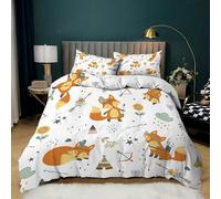 CCZM Renard Housse de Couette 140x200 Parure de Lit 1 Personne avec Fermeture Éclair, Housse Couette Imprimée en Microfibre avec 2 Taie d'oreiller 65x65 cm Forêt