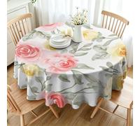 CCZM Rose Aquarelle Nappe Ronde 180 cm Jardin Fleuri, Nappe de Table Motif Botanique Chic en Polyester, Nappe en Tissu Imperméable et Anti-Tache, pour Cuisine, Salle à Manger, Jardin - S-64