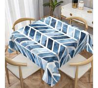 CCZM Style Encre Nappe Carrée 140x140 cm Chevron Bleu, Nappe de Table Motif Géométrie Artistique en Polyester, Nappe en Tissu Imperméable et Anti-Tache, pour Cuisine, Salle à Manger, Jardin - G-804
