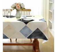 CCZM Style Encre Nappe Motif Grille Diamant Bleu Marron, Nappe Rectangulaire 160x200 cm Anti Tache et Imperméable, Linge de Table en Polyester Lavable, Géométrique Décoration - G-781
