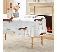 CCZM Teckel Nappe Impermeable Ovale 180x240 cm Notes De Musique, Nappe de Table Herbe Verte en Tissu Polyester, Décoration Nappe Lavable et Anti-Tache, G-523