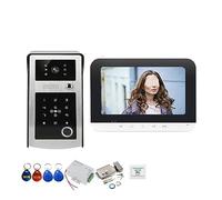 CCZRD Interphone IP WiFi Sonnette Vidéo Intelligente Empreinte Digitale Et Mot De Passe RFID Déverrouiller L'accès À La Porte Système Visiophone Gamme D'environnements Domestiques(A Kits)
